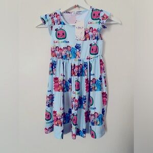 Kids Girls Cocomelon JJ Cartoon Dress everyday or birthday Party Dress 6-7
